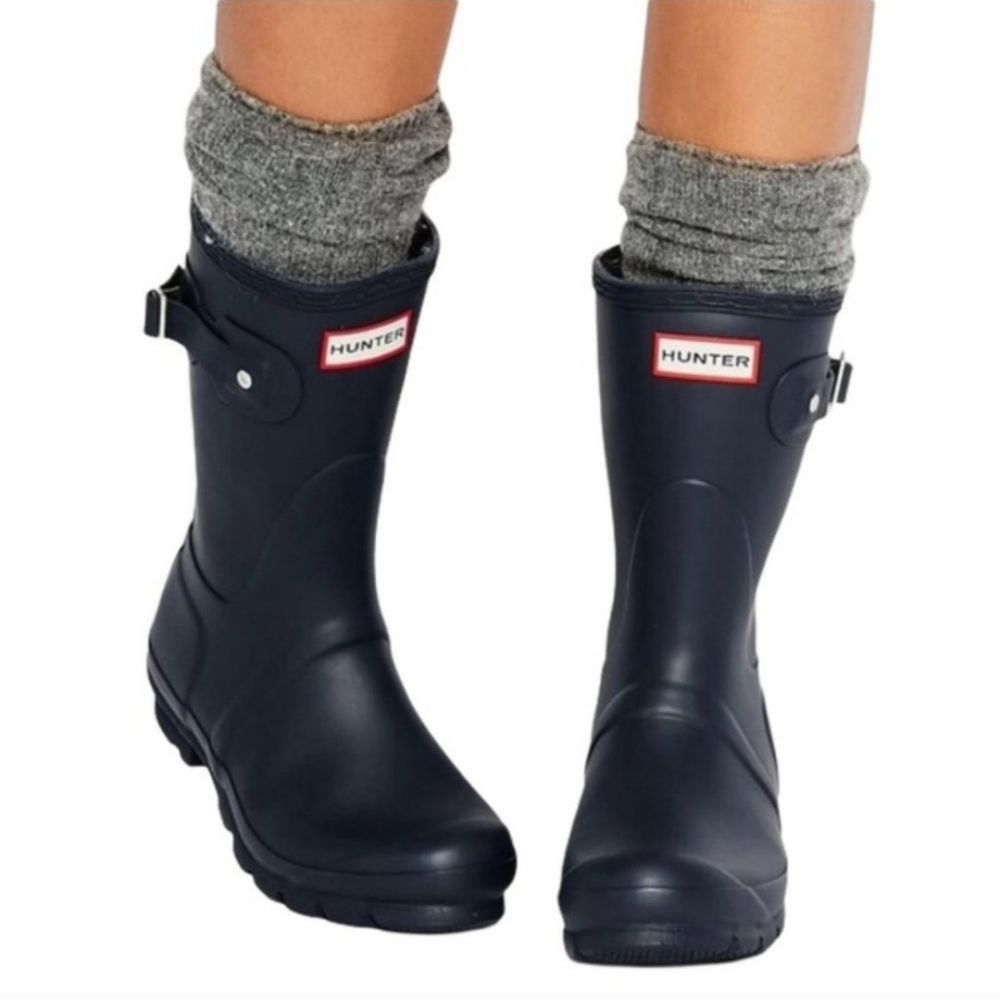 Hunter Original Short Back Adjustable Rain Boot Black Missing Insoles Women's 9